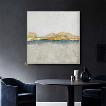 Load image into Gallery viewer, GOLD White and Gray Canvas Art Modern Painting Gold Leaf Art Dp076