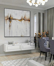 Load image into Gallery viewer, Beige Painting Gold Painting Ocean Landscape Painting Office Decor Bp100