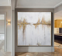 Load image into Gallery viewer, Beige Painting Gold Painting on Canvas Wall Art Office Decor Bp080