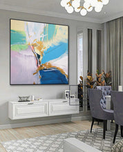 Load image into Gallery viewer, Minimalist Abstract Painting Blue Painting Gold Painting Large Wall Canvas Art Bp101