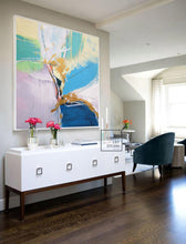 Load image into Gallery viewer, Minimalist Abstract Painting Blue Painting Gold Painting Large Wall Canvas Art Bp101