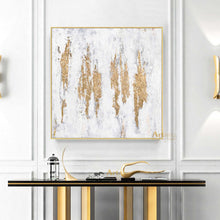 Load image into Gallery viewer, Gold Leaf Art Abstract Canvas Painting White And Gold Office Wall Art Dp049
