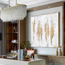 Load image into Gallery viewer, Gold Leaf Art Abstract Canvas Painting White And Gold Office Wall Art Dp049