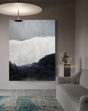 Load image into Gallery viewer, Black And White Minimalist Canvas Art Grey Abstract Painting Ap024