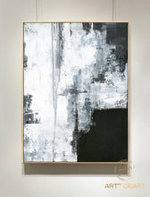 Load image into Gallery viewer, Oversize Silvery Abstract Painting Black And White Art Ap039