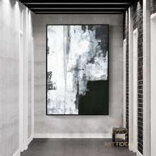 Load image into Gallery viewer, Oversize Silvery Abstract Painting Black And White Art Ap039