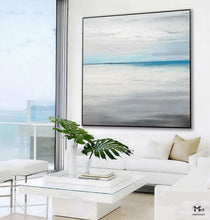 Load image into Gallery viewer, Beach Painting on Canvas Blue Ocean Painting Bedroom Ap103