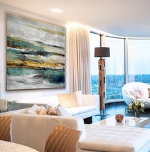 Load image into Gallery viewer, Turquoise Teal Blue Modern Texture Abstract Canvas Wall Art Ap089