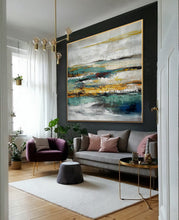 Load image into Gallery viewer, Turquoise Teal Blue Modern Texture Abstract Canvas Wall Art Ap089