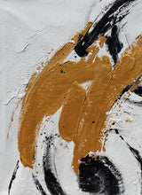 Load image into Gallery viewer, Gold Black White Minimal Abstract Acrylic Painting on Canvas Office Art Ap087