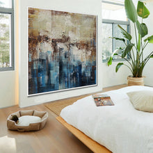 Load image into Gallery viewer, Blue Brown Gray Abstract Painting Oversized Living Room Painting Ap096