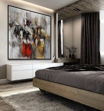 Load image into Gallery viewer, White Gray Red Texture Abstract Painting on Canvas Ap086