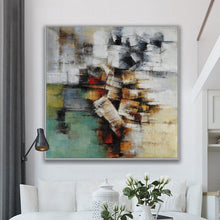 Load image into Gallery viewer, Green Gray White Abstract Artwork Oversize Texture Oil Painting Ap091