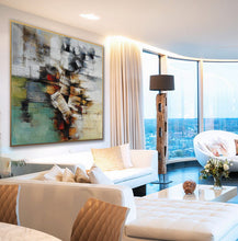 Load image into Gallery viewer, Green Gray White Abstract Artwork Oversize Texture Oil Painting Ap091