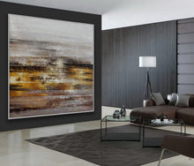 Load image into Gallery viewer, Gray Gold Brown Textured Abstract Artwork Oversized Art for Sale Ap088