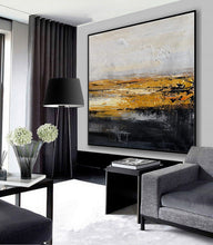 Load image into Gallery viewer, Black And White Gold Minimalist Abstract Oversize Canvas Wall Art Ap079
