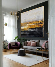 Load image into Gallery viewer, Black And White Gold Minimalist Abstract Oversize Canvas Wall Art Ap079