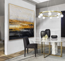 Load image into Gallery viewer, Black And White Gold Minimalist Abstract Oversize Canvas Wall Art Ap079