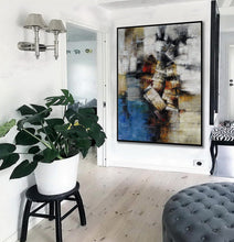 Load image into Gallery viewer, Gray Blue Brown Oversize Canvas Art Large Scale Original Art Ap092