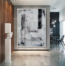 Load image into Gallery viewer, Oversize Minimalist Acrylic Painting on Canvas Black and White Ap043