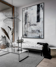 Load image into Gallery viewer, Oversize Minimalist Acrylic Painting on Canvas Black and White Ap043