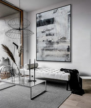 Load image into Gallery viewer, Black and White Oversize Minimalist Acrylic Painting on Canvas Ap100