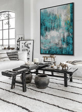 Load image into Gallery viewer, Turquoise Teal Color Abstract Acrylic Painting On Canvas Ap101