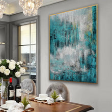Load image into Gallery viewer, Turquoise Teal Color Abstract Acrylic Painting On Canvas Ap101