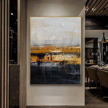 Load image into Gallery viewer, Oversize Minimalist Thick Acrylic Painting Gold Black White Painting Ap058