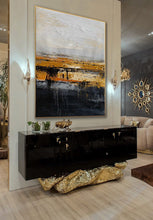 Load image into Gallery viewer, Oversize Minimalist Thick Acrylic Painting Gold Black White Painting Ap058