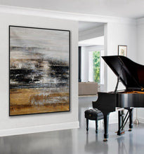 Load image into Gallery viewer, Gray Gold Black Abstract Wall Art Brown Oil Painting on Canvas Ap059