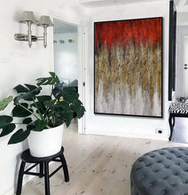 Load image into Gallery viewer, Red Gold Artwork Textured Abstract Painting Canvas Wall Art Ap098