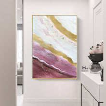 Load image into Gallery viewer, Gold Leaf Painting Pink and Purple Acrylic Painting For Living Room Ap102