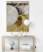 Load image into Gallery viewer, Yellow Gold Leaf Painting Grey And White Art Geometric Art Dp042