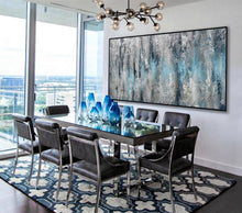 Load image into Gallery viewer, Extra Large Textured panoramic Silver Leaf White Abstract Painting Ap044