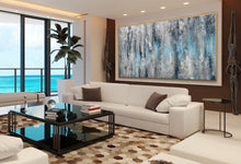 Load image into Gallery viewer, Extra Large Textured panoramic Silver Leaf White Abstract Painting Ap044