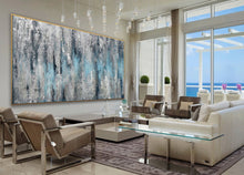 Load image into Gallery viewer, Extra Large Textured panoramic Silver Leaf White Abstract Painting Ap044