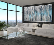 Load image into Gallery viewer, Extra Large Textured panoramic Silver Leaf White Abstract Painting Ap044