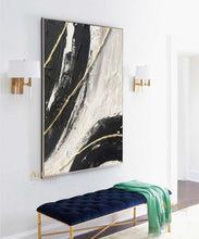 Load image into Gallery viewer, Gold Leaf Art Original Artwork Black And Beige Painting Textured Painting Dp041