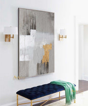 Load image into Gallery viewer, Grey And Gold Art White Painting Modern Wall Art Original Artwork Bedroom Decor Dp040