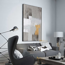 Load image into Gallery viewer, Grey And Gold Art White Painting Modern Wall Art Original Artwork Bedroom Decor Dp040
