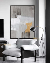 Load image into Gallery viewer, Grey And Gold Art White Painting Modern Wall Art Original Artwork Bedroom Decor Dp040