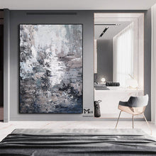 Load image into Gallery viewer, Black and Grey Wall Art Original Textured Painting Living Room Ap106