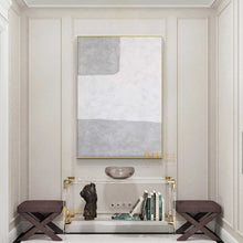 Load image into Gallery viewer, Gray And White Abstract Art Textured Acrylic Decor Minimalist Painting Dp039