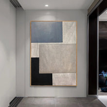 Load image into Gallery viewer, Black Blue Gray Abstract Painting on Canvas Contemporary Art Op090