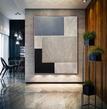 Load image into Gallery viewer, Black Blue Gray Abstract Painting on Canvas Contemporary Art Op090