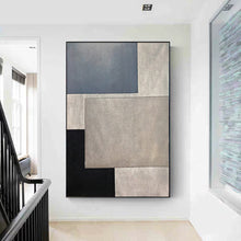 Load image into Gallery viewer, Black Blue Gray Abstract Painting on Canvas Contemporary Art Op090