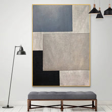 Load image into Gallery viewer, Black Blue Gray Abstract Painting on Canvas Contemporary Art Op090