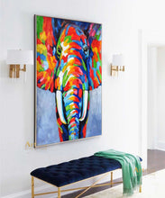 Load image into Gallery viewer, Bright Elephant Painting Colorful Abstract Art Modern Decor DP052