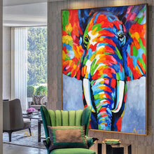 Load image into Gallery viewer, Bright Elephant Painting Colorful Abstract Art Modern Decor DP052